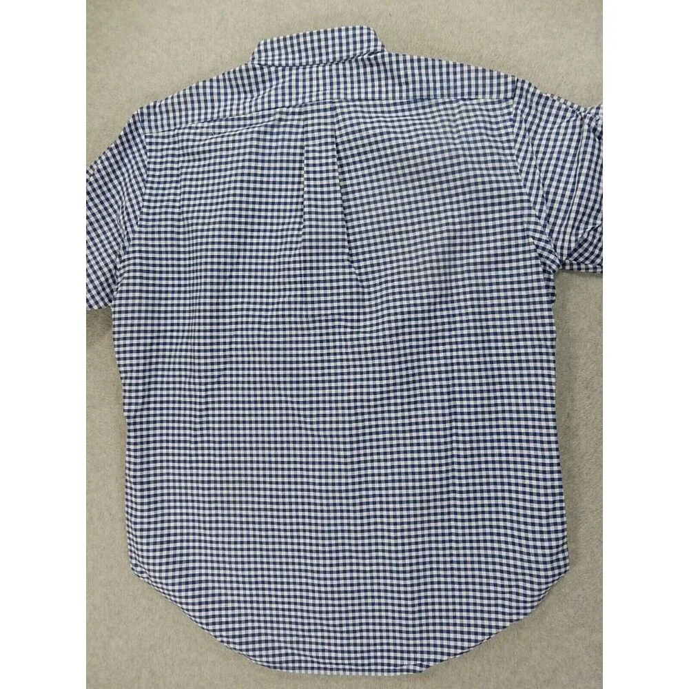 Ralph Lauren Blue and White Gingham Button-Down Dress Shirt